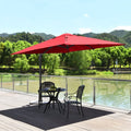 10 x 10 Feet Patio Offset Cantilever Umbrella with Aluminum 360-degree Rotation Tilt-Wine - Red - Outdoor Umbrellas