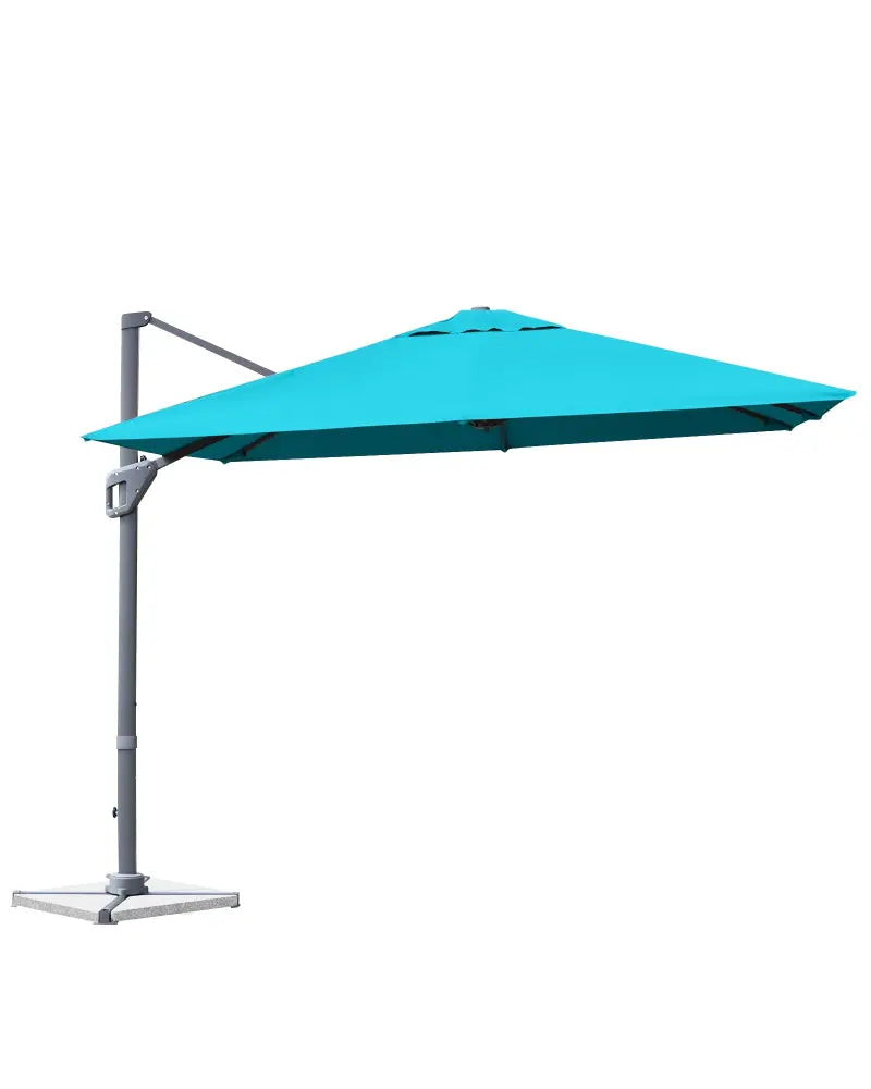 10 x 10 Feet Patio Offset Cantilever Umbrella with Aluminum 360-degree Rotation Tilt-Turquoise - Turquoise - Outdoor