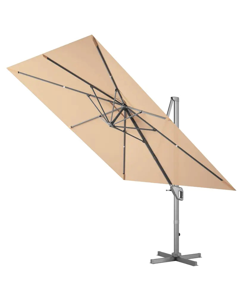 10 x 10 Feet Patio Offset Cantilever Umbrella with Aluminum 360-degree Rotation Tilt-Beige - Beige - Outdoor Umbrellas
