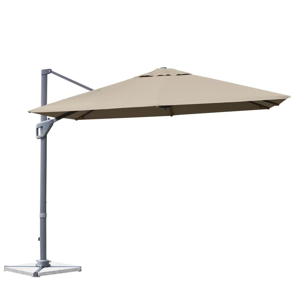 10 x 10 Feet Patio Offset Cantilever Umbrella with Aluminum 360-degree Rotation Tilt-Coffee - Coffee - Outdoor Umbrellas