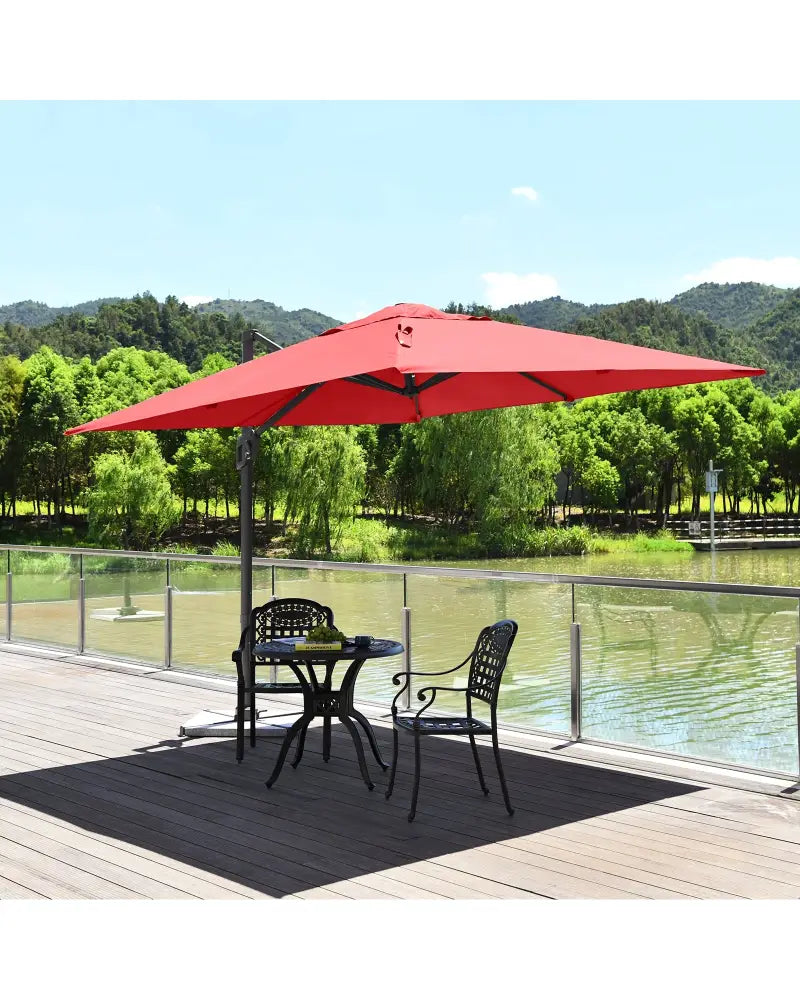 10 x 10 Feet Patio Offset Cantilever Umbrella with Aluminum 360-degree Rotation Tilt-Orange - Orange - Outdoor Umbrellas