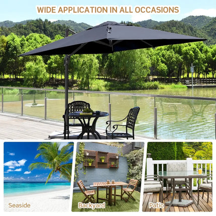10 x 10 Feet Patio Offset Cantilever Umbrella with Aluminum 360-degree Rotation Tilt-Navy - Navy - Outdoor Umbrellas
