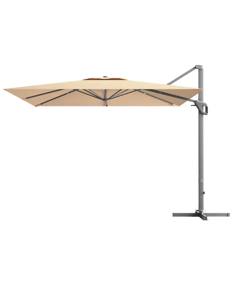 10 x 10 Feet Patio Offset Cantilever Umbrella with Aluminum 360-degree Rotation Tilt-Beige - Beige - Outdoor Umbrellas