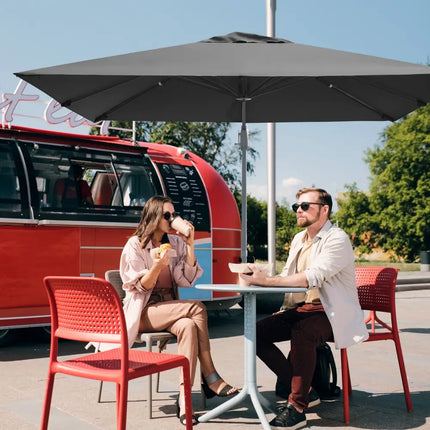 10 x 10 Feet Patio Offset Cantilever Umbrella with Aluminum 360-degree Rotation Tilt-Gray - Gray - Outdoor Umbrellas