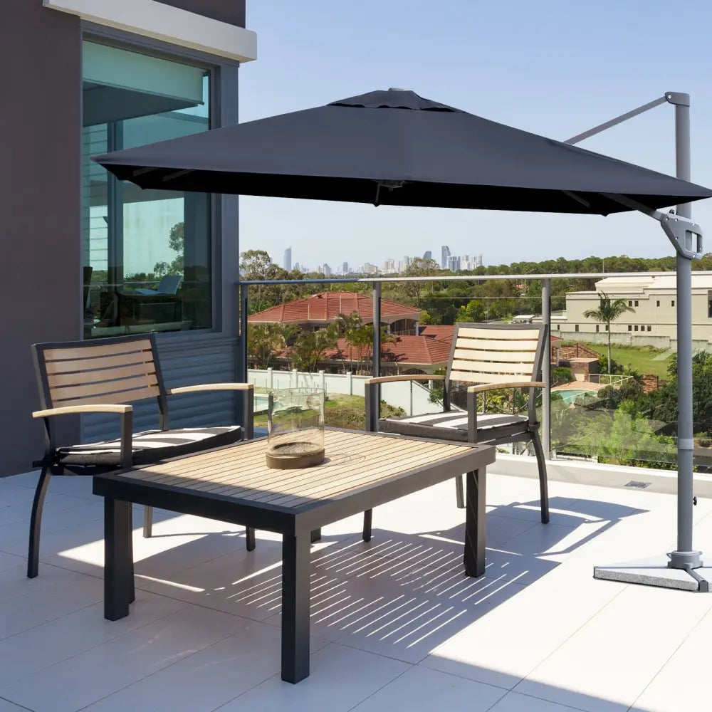 10 x 10 Feet Patio Offset Cantilever Umbrella with Aluminum 360-degree Rotation Tilt-Navy - Navy - Outdoor Umbrellas