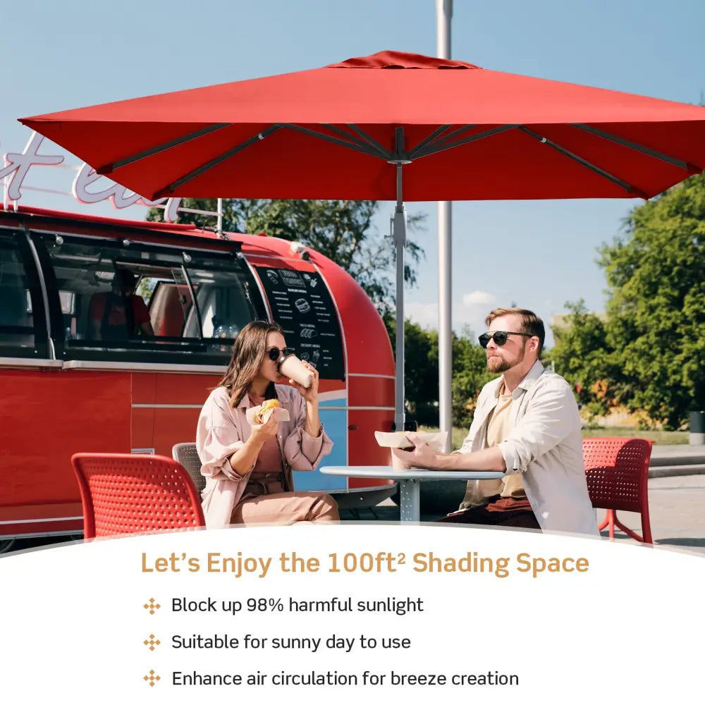 10 x 10 Feet Patio Offset Cantilever Umbrella with Aluminum 360-degree Rotation Tilt-Orange - Orange - Outdoor Umbrellas