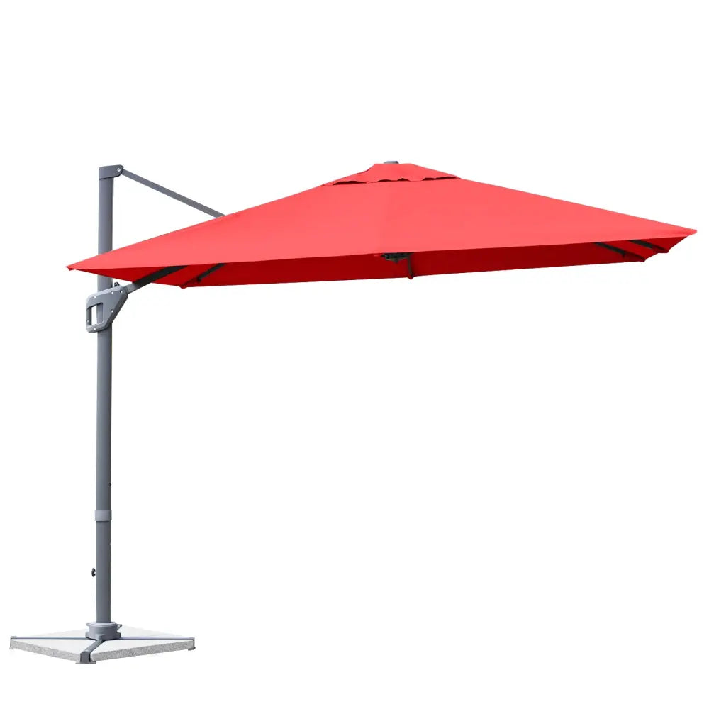 10 x 10 Feet Patio Offset Cantilever Umbrella with Aluminum 360-degree Rotation Tilt-Orange - Orange - Outdoor Umbrellas