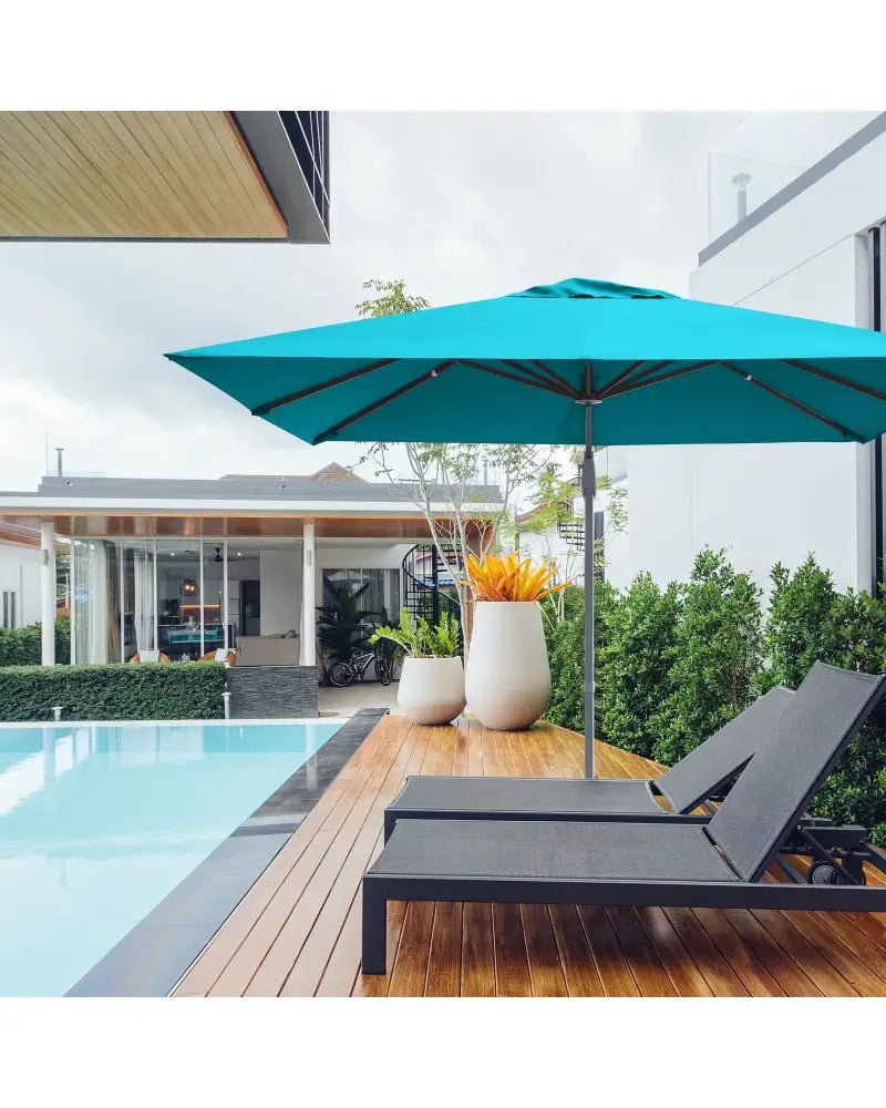 10 x 10 Feet Patio Offset Cantilever Umbrella with Aluminum 360-degree Rotation Tilt-Turquoise - Turquoise - Outdoor