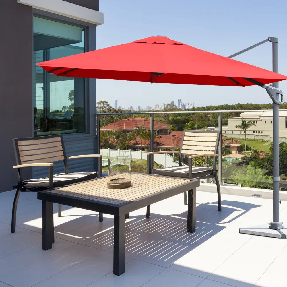10 x 10 Feet Patio Offset Cantilever Umbrella with Aluminum 360-degree Rotation Tilt-Orange - Orange - Outdoor Umbrellas