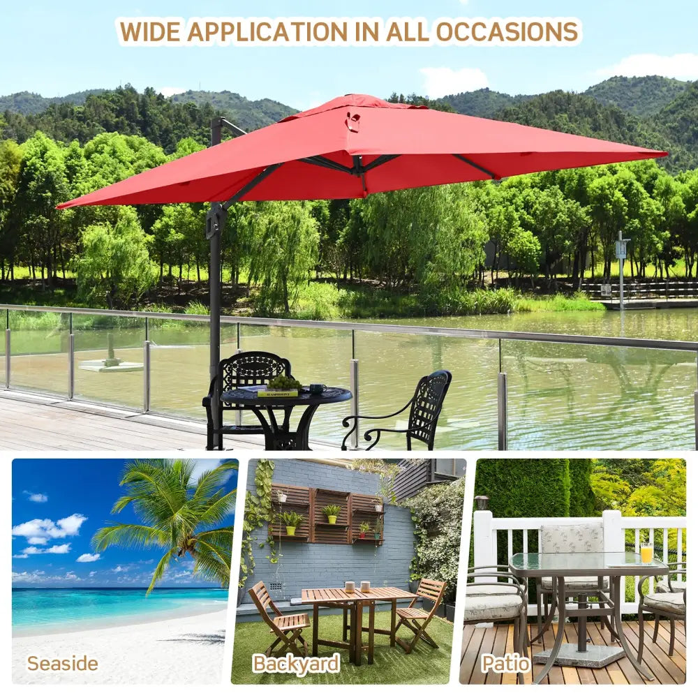 10 x 10 Feet Patio Offset Cantilever Umbrella with Aluminum 360-degree Rotation Tilt-Orange - Orange - Outdoor Umbrellas