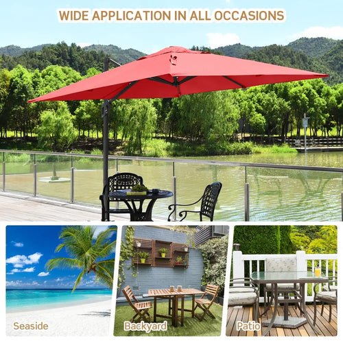 10 x 10 Feet Patio Offset Cantilever Umbrella with Aluminum 360-degree Rotation Tilt-Orange - Orange - Outdoor Umbrellas