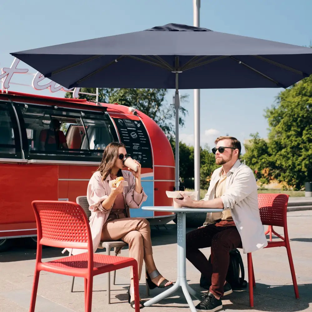 10 x 10 Feet Patio Offset Cantilever Umbrella with Aluminum 360-degree Rotation Tilt-Navy - Navy - Outdoor Umbrellas