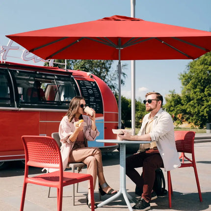 10 x 10 Feet Patio Offset Cantilever Umbrella with Aluminum 360-degree Rotation Tilt-Orange - Orange - Outdoor Umbrellas