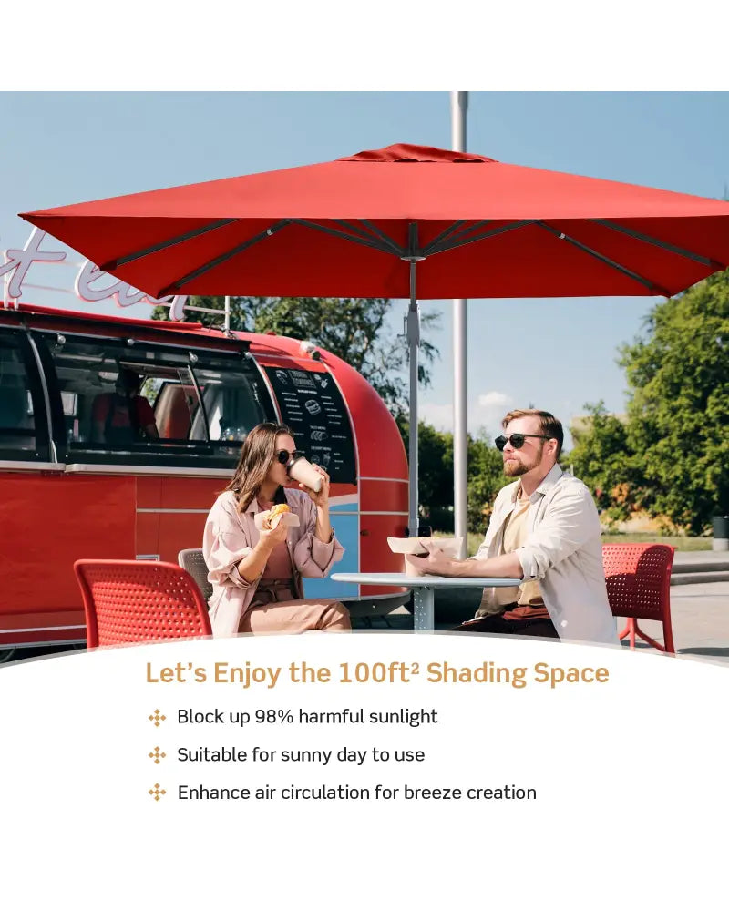 10 x 10 Feet Patio Offset Cantilever Umbrella with Aluminum 360-degree Rotation Tilt-Orange - Orange - Outdoor Umbrellas