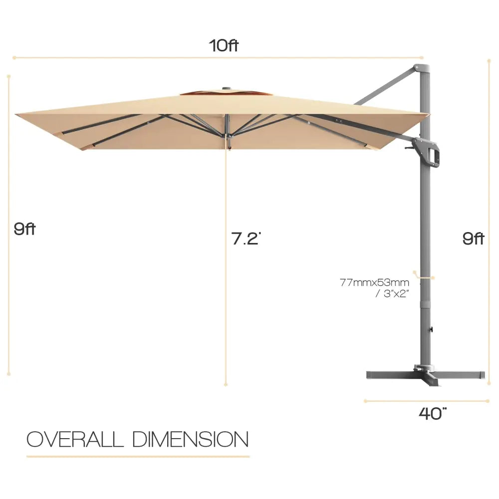 10 x 10 Feet Patio Offset Cantilever Umbrella with Aluminum 360-degree Rotation Tilt-Beige - Beige - Outdoor Umbrellas