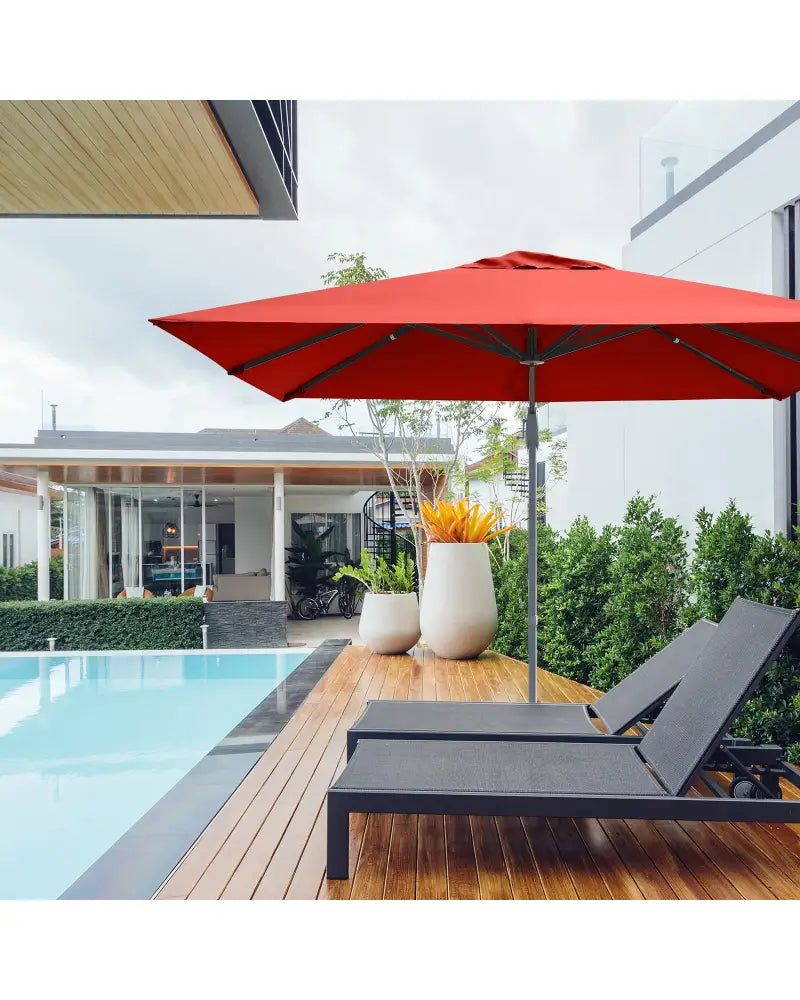 10 x 10 Feet Patio Offset Cantilever Umbrella with Aluminum 360-degree Rotation Tilt-Orange - Orange - Outdoor Umbrellas