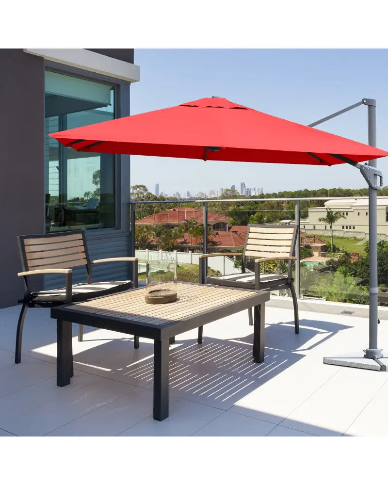 10 x 10 Feet Patio Offset Cantilever Umbrella with Aluminum 360-degree Rotation Tilt-Orange - Orange - Outdoor Umbrellas