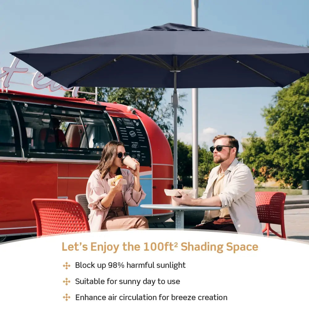 10 x 10 Feet Patio Offset Cantilever Umbrella with Aluminum 360-degree Rotation Tilt-Navy - Navy - Outdoor Umbrellas