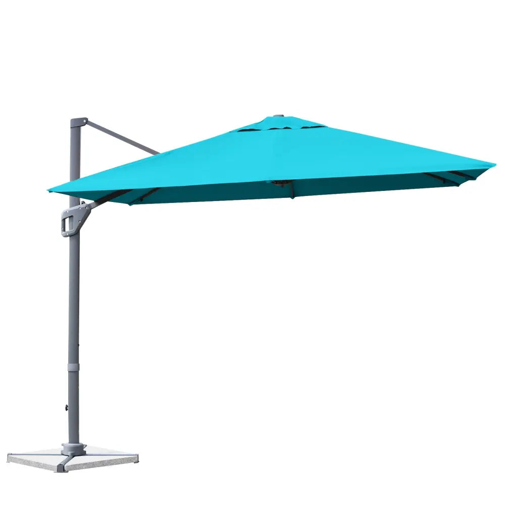 10 x 10 Feet Patio Offset Cantilever Umbrella with Aluminum 360-degree Rotation Tilt-Turquoise - Turquoise - Outdoor