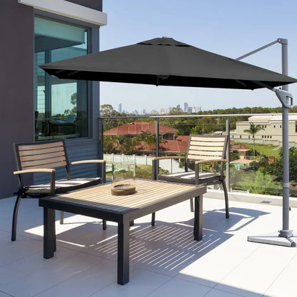 10 x 10 Feet Patio Offset Cantilever Umbrella with Aluminum 360-degree Rotation Tilt-Gray - Gray - Outdoor Umbrellas