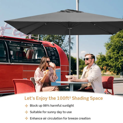 10 x 10 Feet Patio Offset Cantilever Umbrella with Aluminum 360-degree Rotation Tilt-Gray - Gray - Outdoor Umbrellas