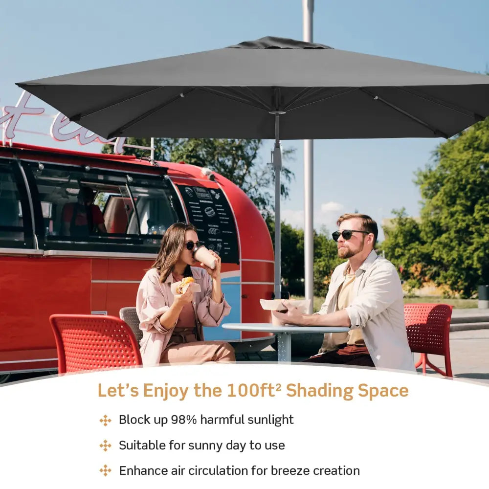 10 x 10 Feet Patio Offset Cantilever Umbrella with Aluminum 360-degree Rotation Tilt-Gray - Gray - Outdoor Umbrellas