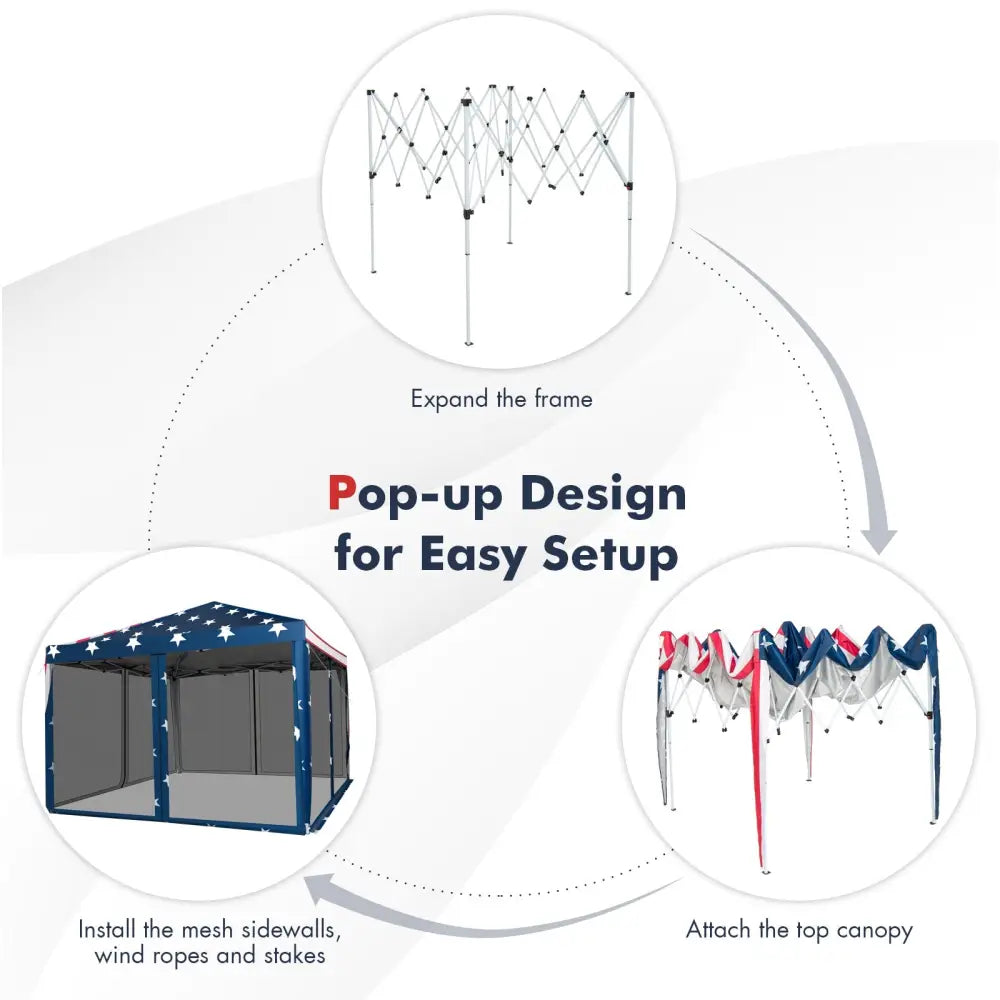 10 x 10 Feet Pop-up Canopy Tent Gazebo Canopy for Outdoor - Navy - Canopies
