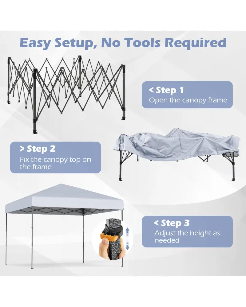 10 X 10 Feet Pop up Canopy Tent with Portable Carrying Bag and 8 Stakes-White - White - Canopies