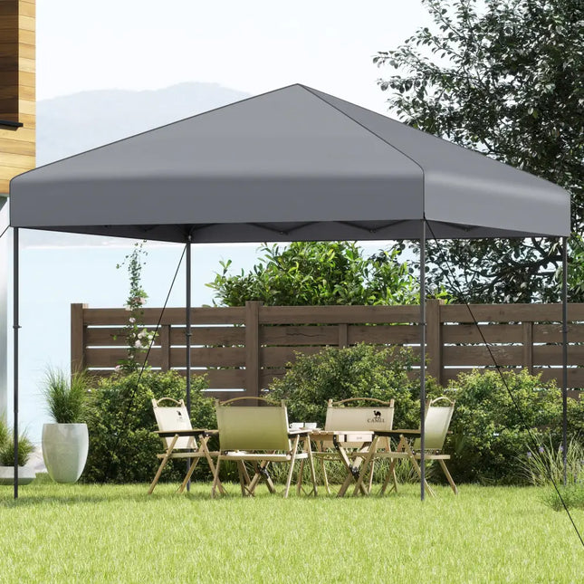 10 X 10 Feet Pop up Canopy Tent with Portable Carrying Bag and 8 Stakes-Gray - Gray - Canopies