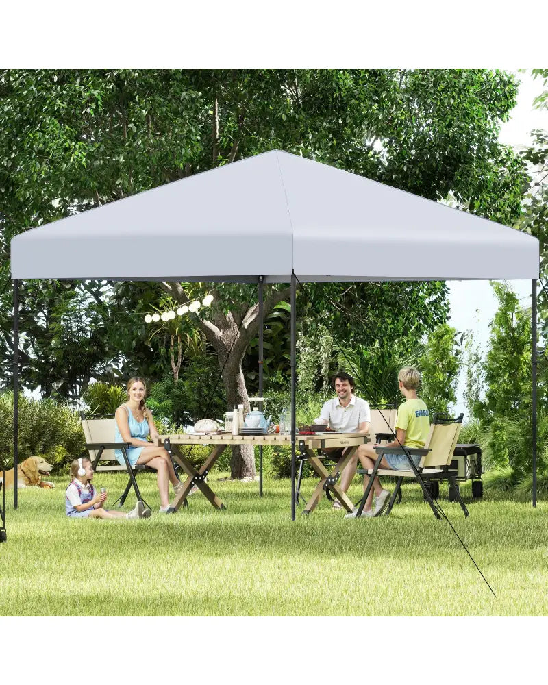 10 X 10 Feet Pop up Canopy Tent with Portable Carrying Bag and 8 Stakes-White - White - Canopies
