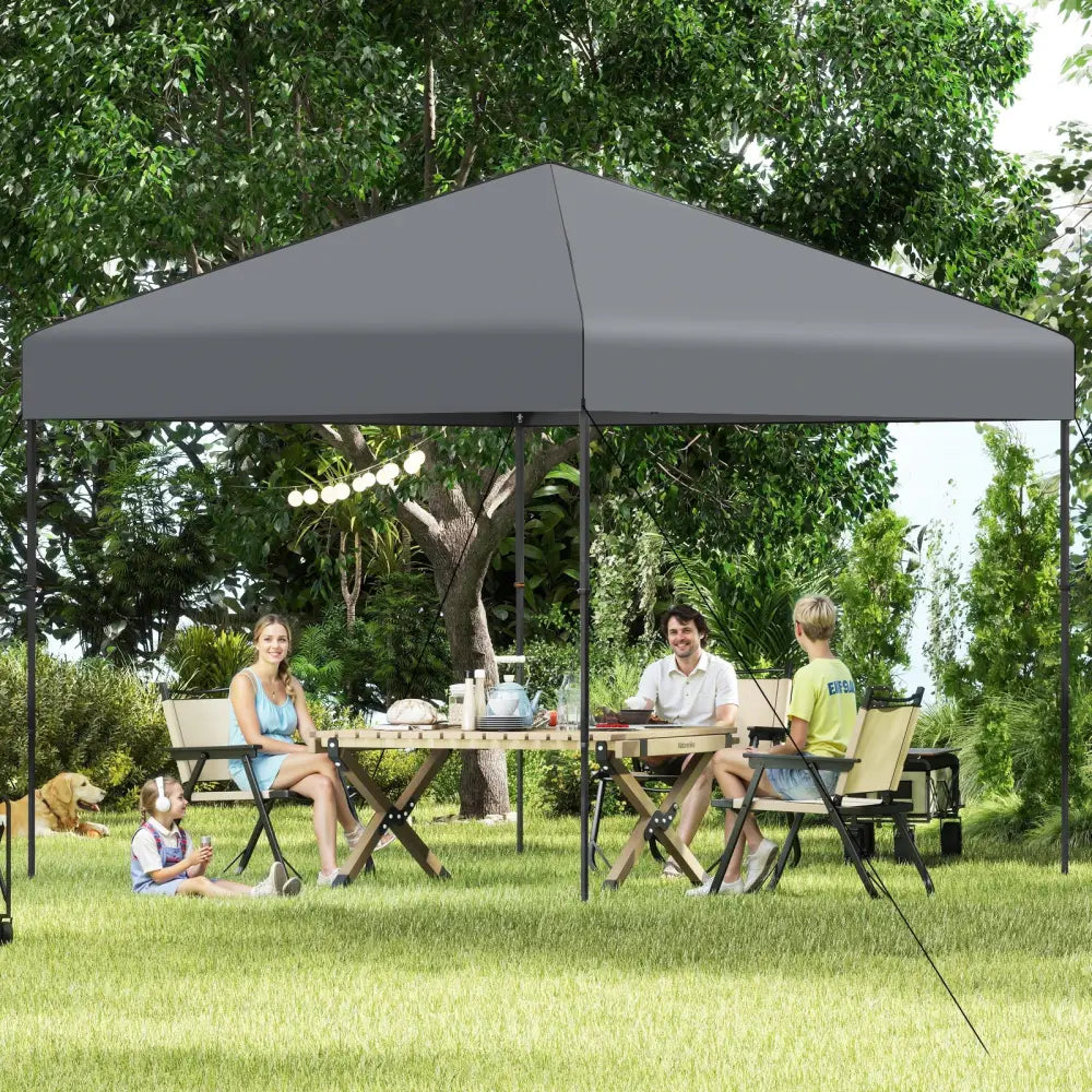 10 X 10 Feet Pop up Canopy Tent with Portable Carrying Bag and 8 Stakes-Gray - Gray - Canopies