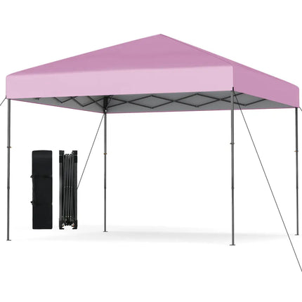 10 X 10 Feet Pop up Canopy Tent with Portable Carrying Bag and 8 Stakes-Pink - Pink - Canopies