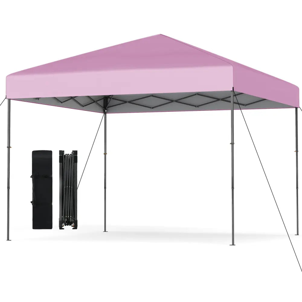 10 X 10 Feet Pop up Canopy Tent with Portable Carrying Bag and 8 Stakes-Pink - Pink - Canopies