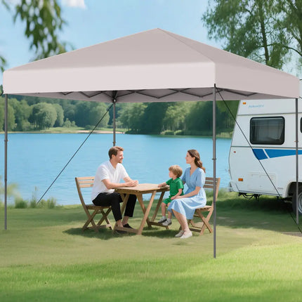 10 X 10 Feet Pop up Canopy Tent with Portable Carrying Bag and 8 Stakes-Yellow - Yellow - Canopies