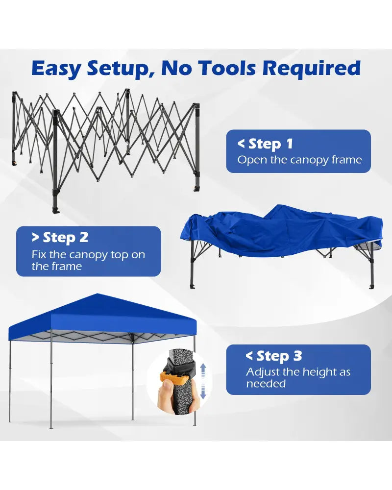 10 X 10 Feet Pop up Canopy Tent with Portable Carrying Bag and 8 Stakes-Blue - Blue - Canopies