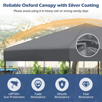 10 X 10 Feet Pop up Canopy Tent with Portable Carrying Bag and 8 Stakes-Gray - Gray - Canopies