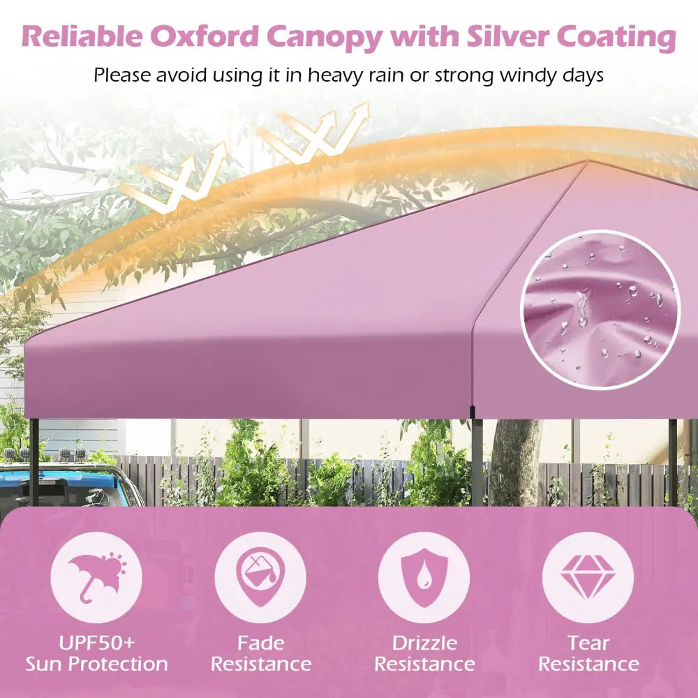 10 X 10 Feet Pop up Canopy Tent with Portable Carrying Bag and 8 Stakes-Pink - Pink - Canopies