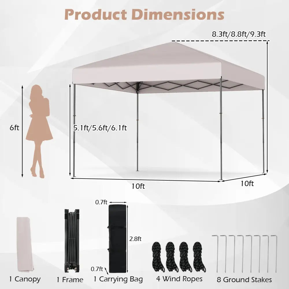 10 X 10 Feet Pop up Canopy Tent with Portable Carrying Bag and 8 Stakes-Yellow - Yellow - Canopies