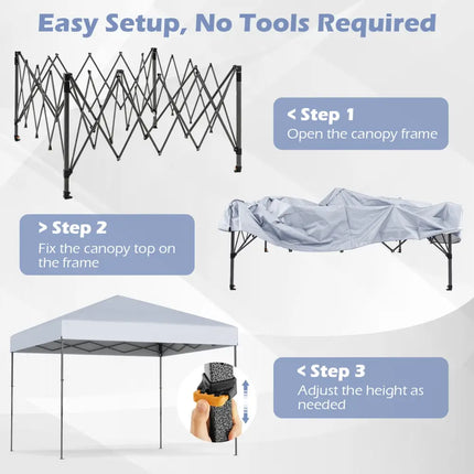 10 X 10 Feet Pop up Canopy Tent with Portable Carrying Bag and 8 Stakes-White - White - Canopies
