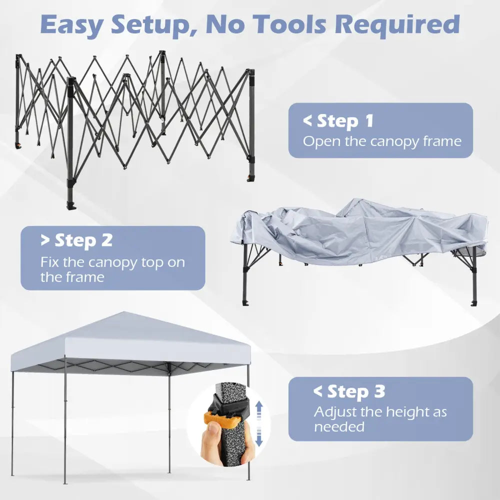 10 X 10 Feet Pop up Canopy Tent with Portable Carrying Bag and 8 Stakes-White - White - Canopies