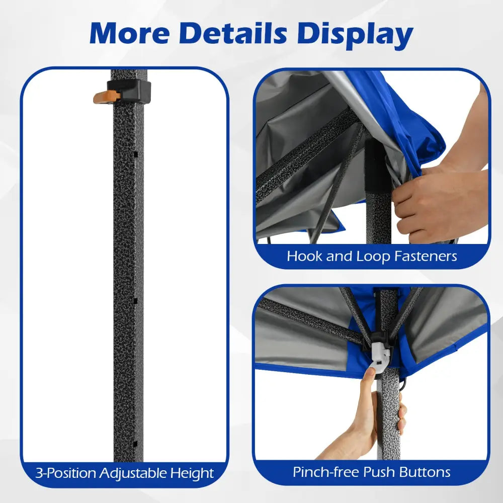 10 X 10 Feet Pop up Canopy Tent with Portable Carrying Bag and 8 Stakes-Blue - Blue - Canopies