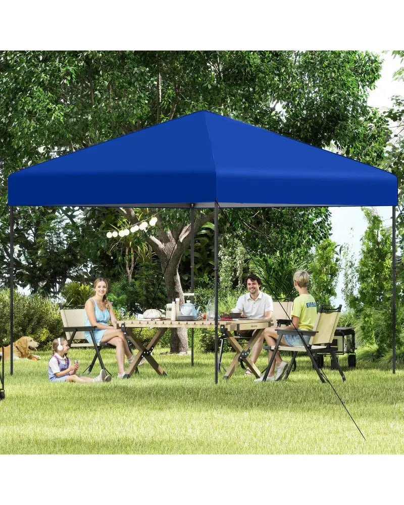 10 X 10 Feet Pop up Canopy Tent with Portable Carrying Bag and 8 Stakes-Blue - Blue - Canopies