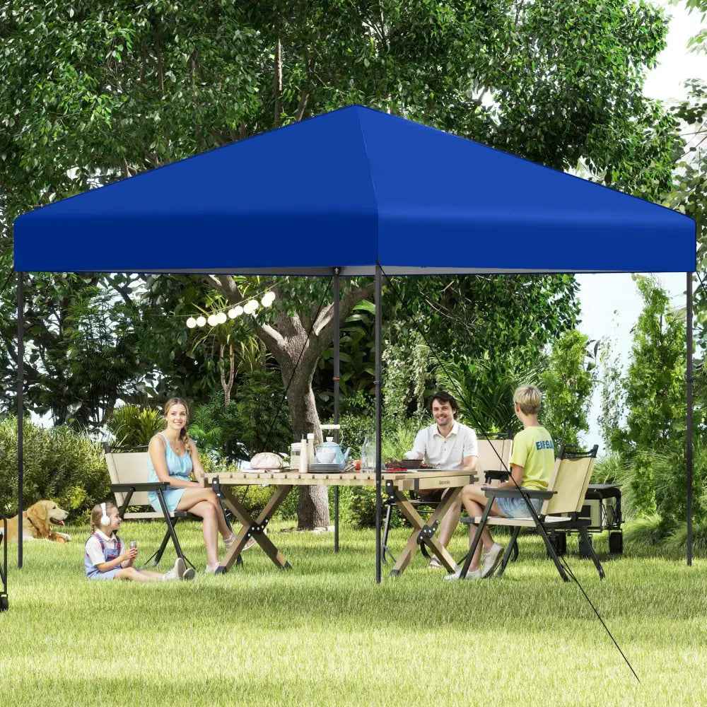 10 X 10 Feet Pop up Canopy Tent with Portable Carrying Bag and 8 Stakes-Blue - Blue - Canopies