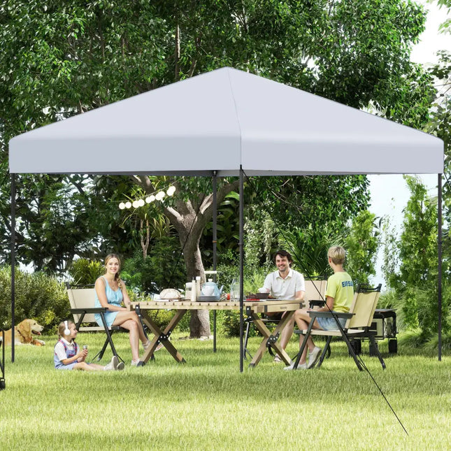 10 X 10 Feet Pop up Canopy Tent with Portable Carrying Bag and 8 Stakes-White - White - Canopies