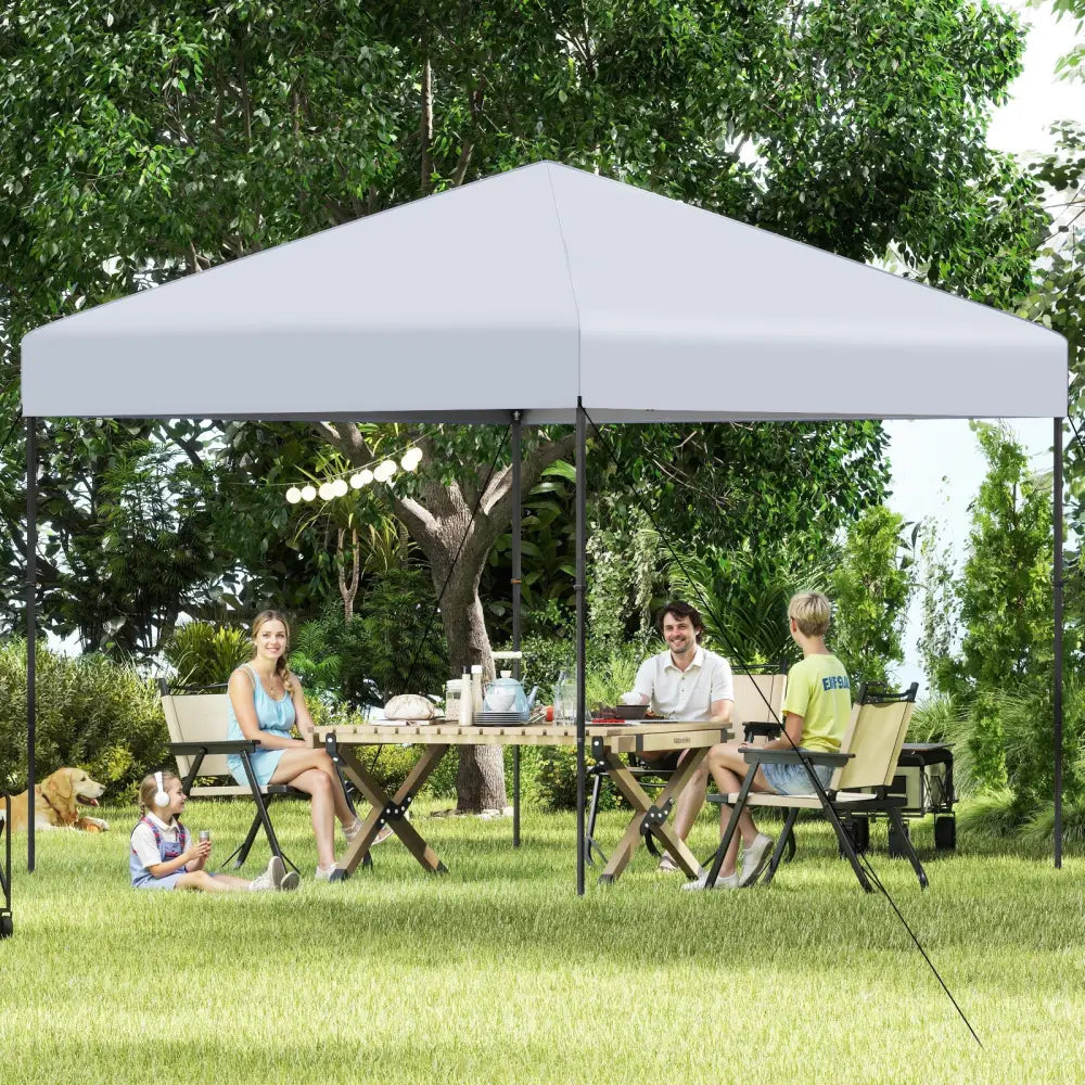 10 X 10 Feet Pop up Canopy Tent with Portable Carrying Bag and 8 Stakes-White - White - Canopies