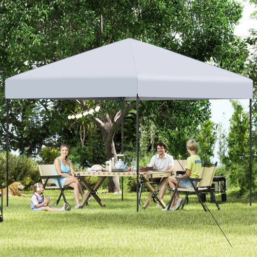 10 X 10 Feet Pop up Canopy Tent with Portable Carrying Bag and 8 Stakes-White - White - Canopies