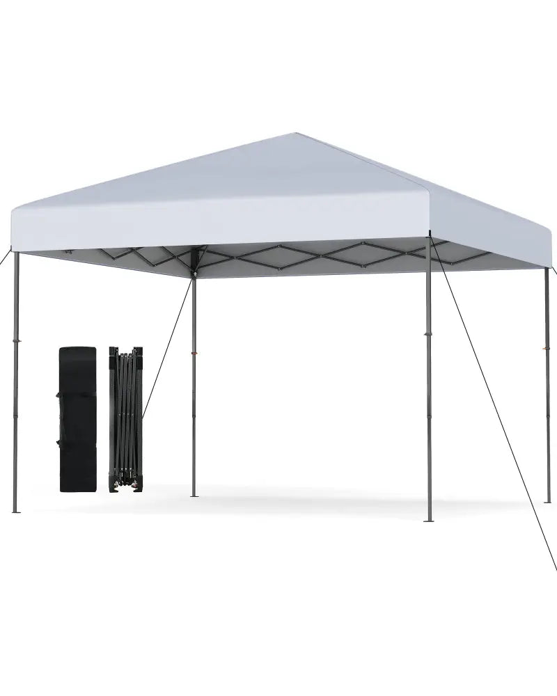 10 X 10 Feet Pop up Canopy Tent with Portable Carrying Bag and 8 Stakes-White - White - Canopies