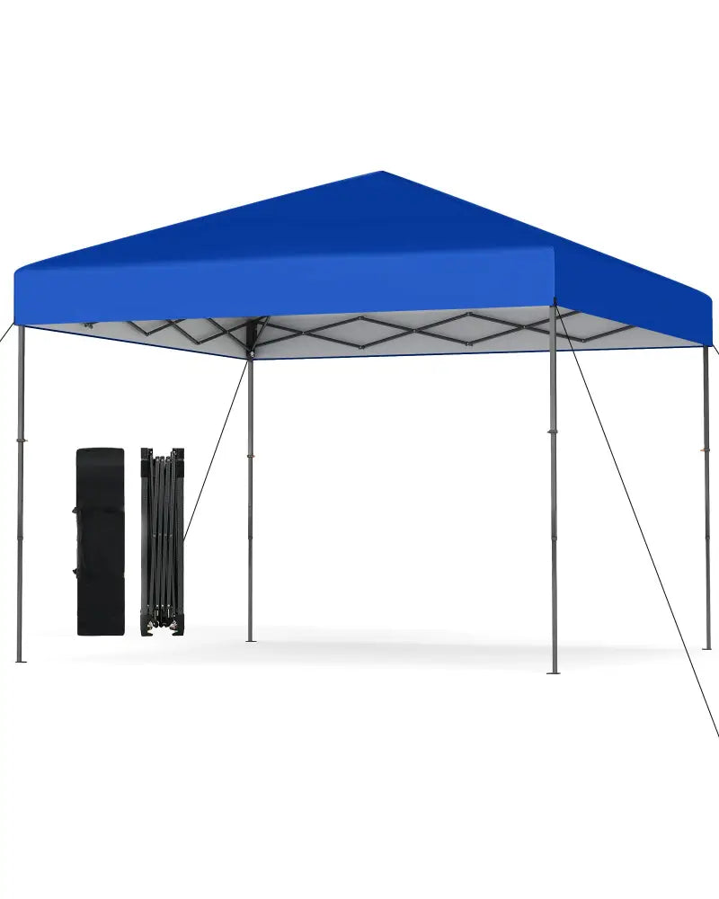 10 X 10 Feet Pop up Canopy Tent with Portable Carrying Bag and 8 Stakes-Blue - Blue - Canopies