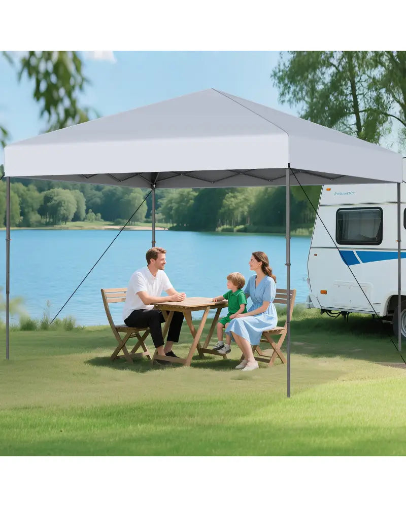 10 X 10 Feet Pop up Canopy Tent with Portable Carrying Bag and 8 Stakes-White - White - Canopies