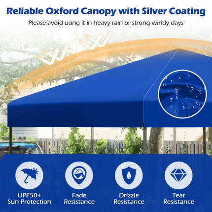 10 X 10 Feet Pop up Canopy Tent with Portable Carrying Bag and 8 Stakes-Blue - Blue - Canopies